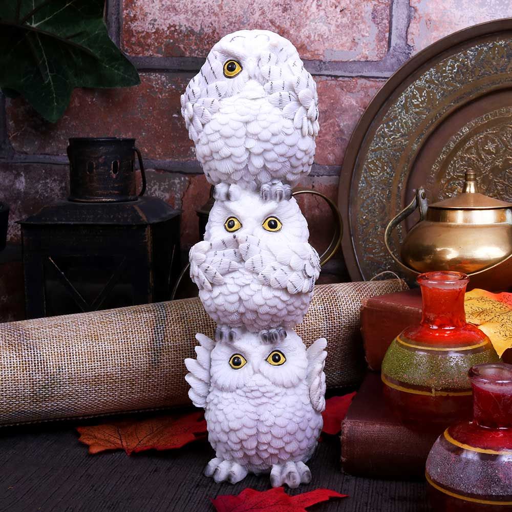 Nemesis Now Three Wise White Owls Wisest Totem Figurines